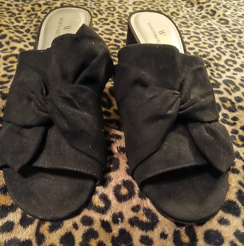 Worthington Fremont Black Slip On Heels Size 8.5